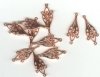 5 Pairs of 34x14mm Leaf Drop Bright Copper Earrings